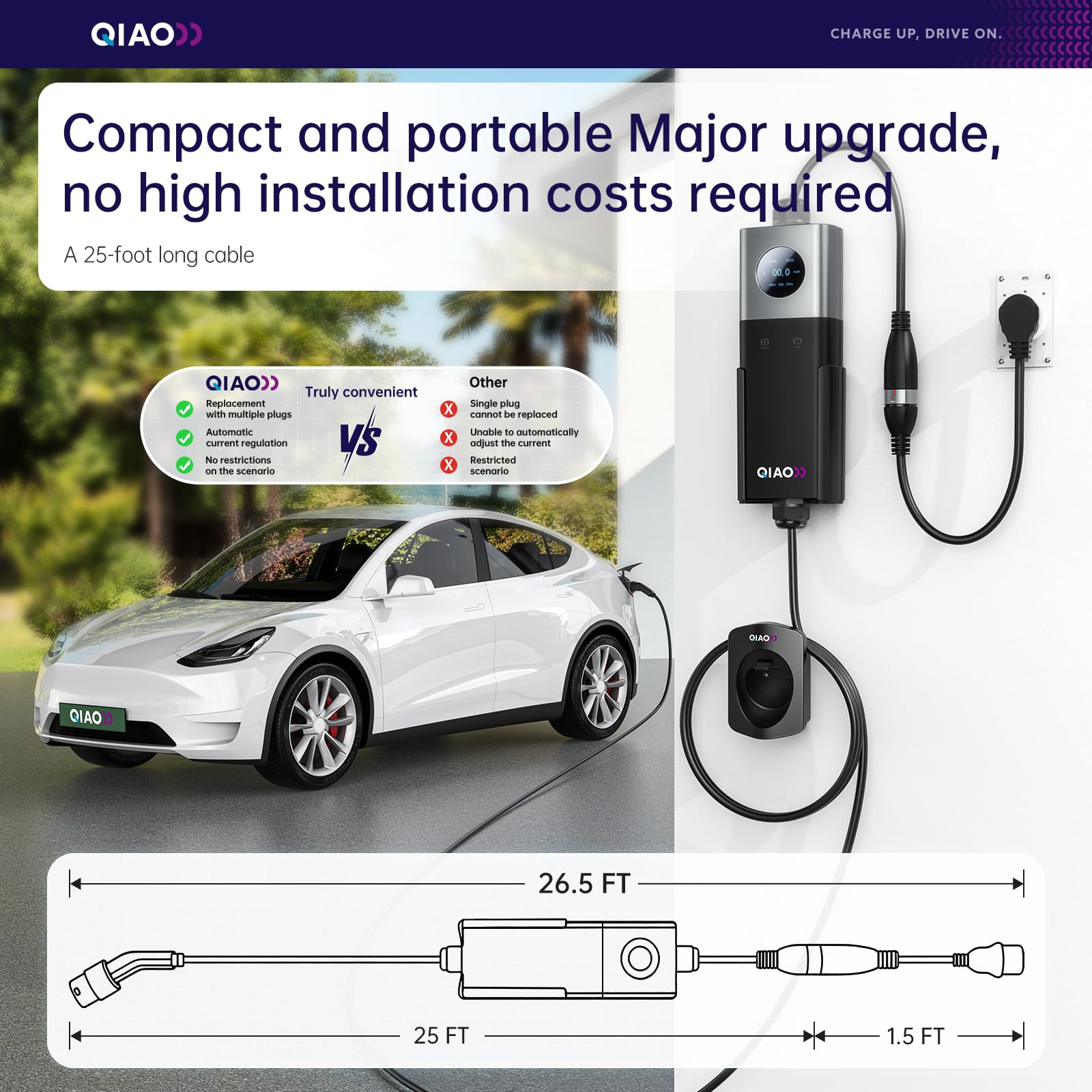 QIAO Level 2 EV Charger SAE J1 - Portable Ev Charger 评论和价格